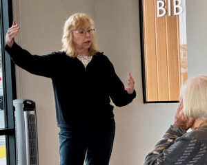 Cindy Ostberg Professor of Political Science at the University of the Pacific AAUW Santa Cruz Meeting discussing Beverley McLachlin's Transformative Role in the Supreme Court of Canada